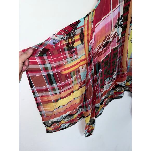 JOHNNY WAS bright aztec western boho kimono sleeve tunic top mini dress - Picture 3 of 10